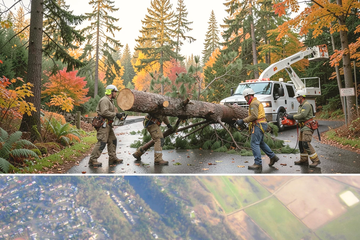 Multi-tree removal in Algona, King County, WA - This service is best performed year-round in the Puget Sound climate provided that ground conditions allow equipment mobility...