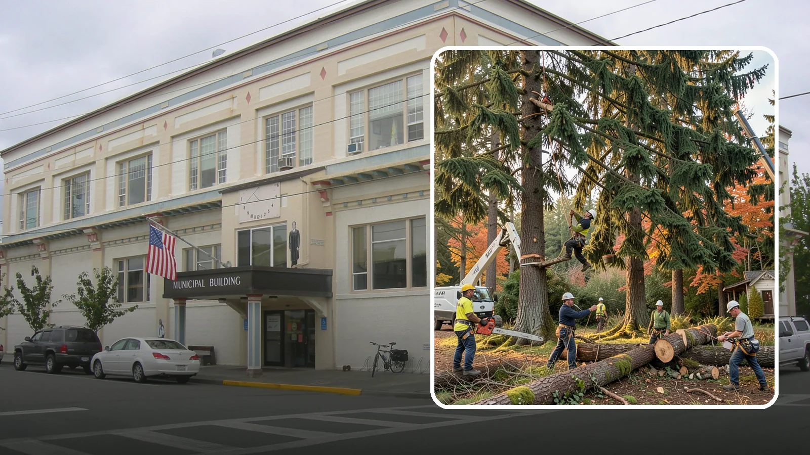 Multi-tree removal in Anacortes, Skagit County, WA - The coordinated removal of several trees in a single project.