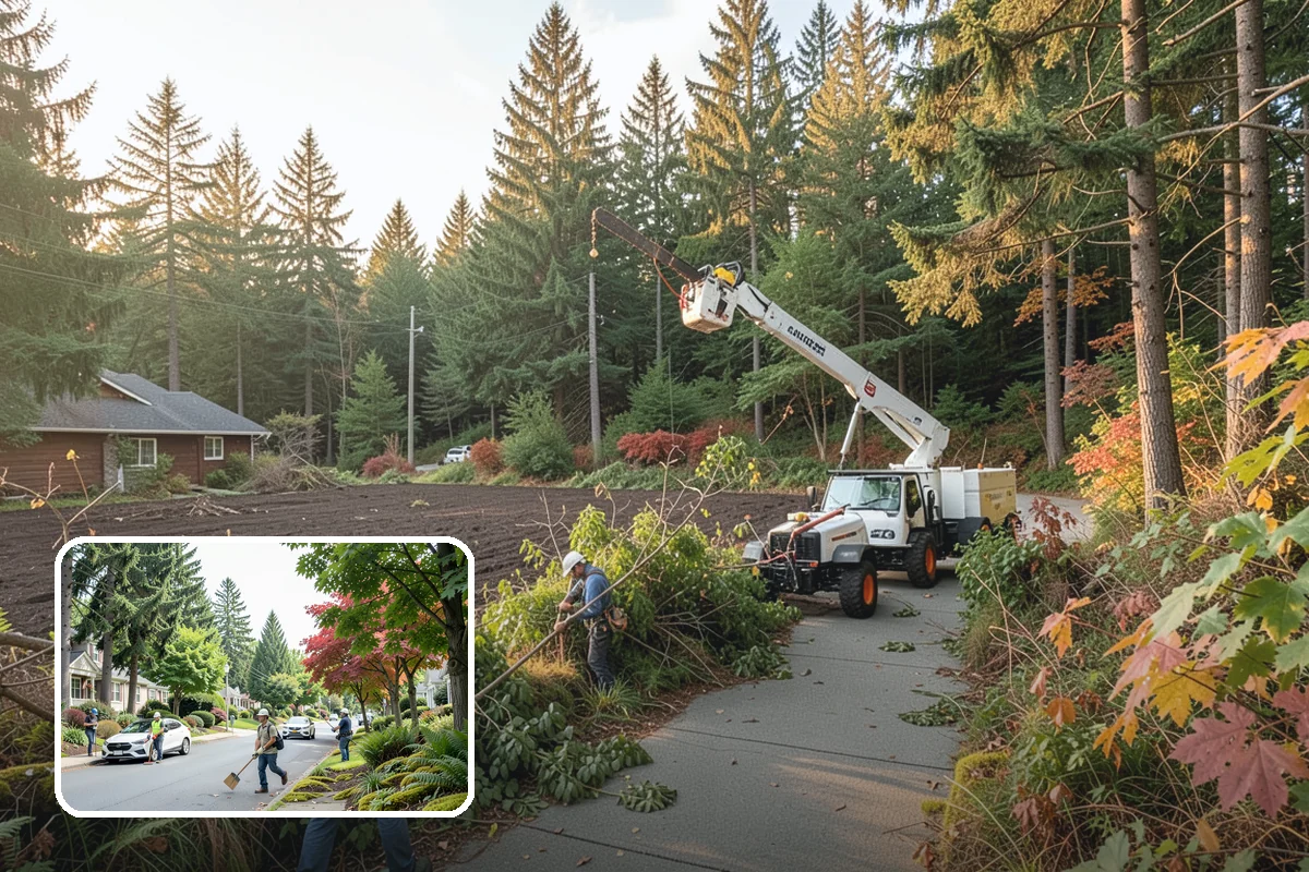 Multi-tree removal in Beaux Arts Village, King County, WA - Removes safety hazards and reduces liability