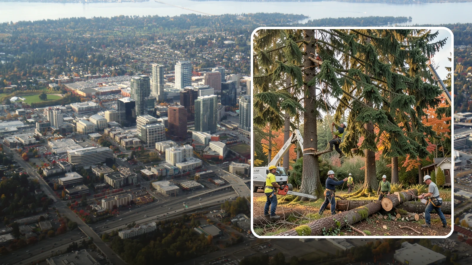 Multi-tree removal in Bellevue, King County, WA - The coordinated removal of several trees in a single project.