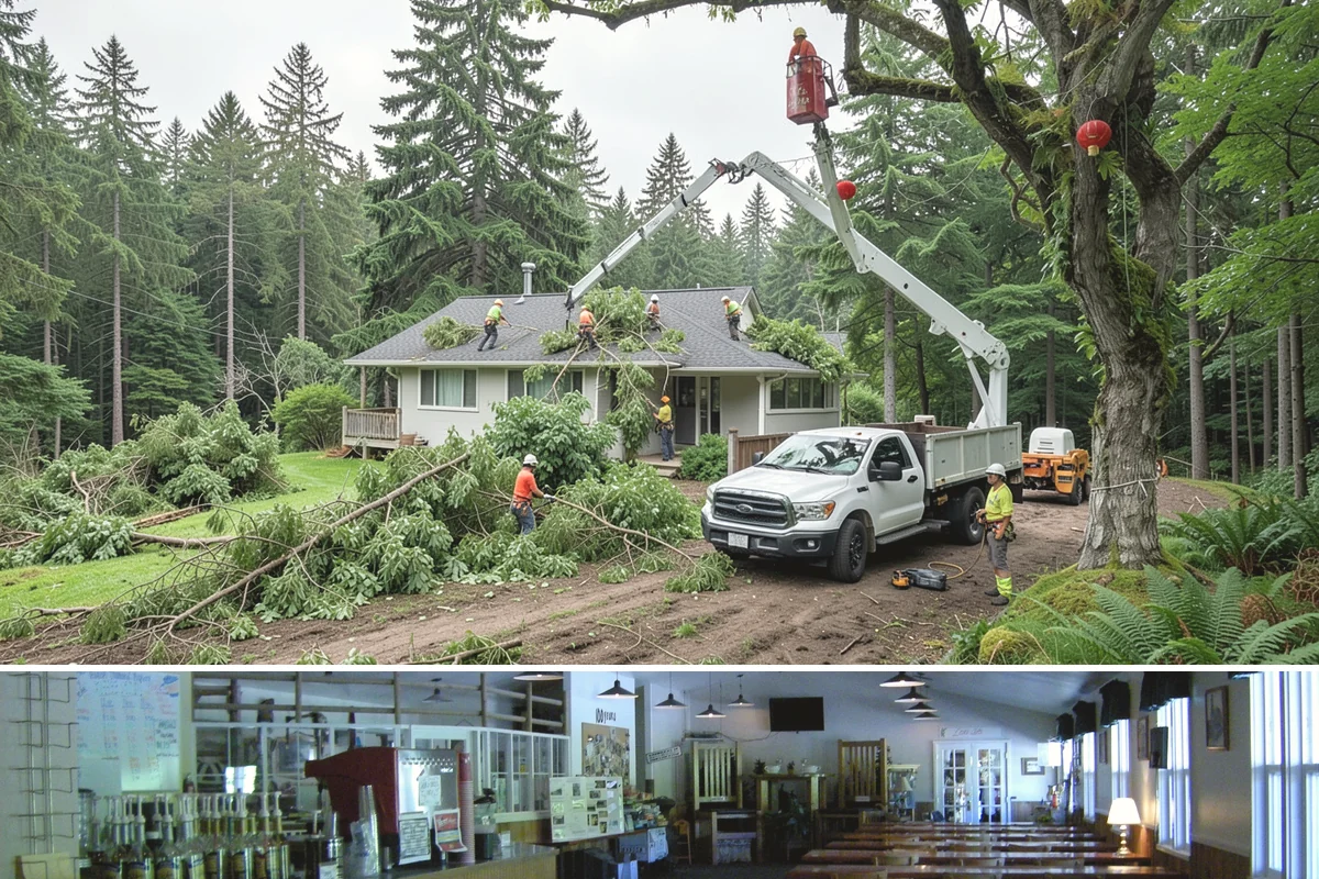 Multi-tree removal in Black Diamond, King County, WA - This service is best performed year-round in the Puget Sound climate provided that ground conditions allow equipment mobility...