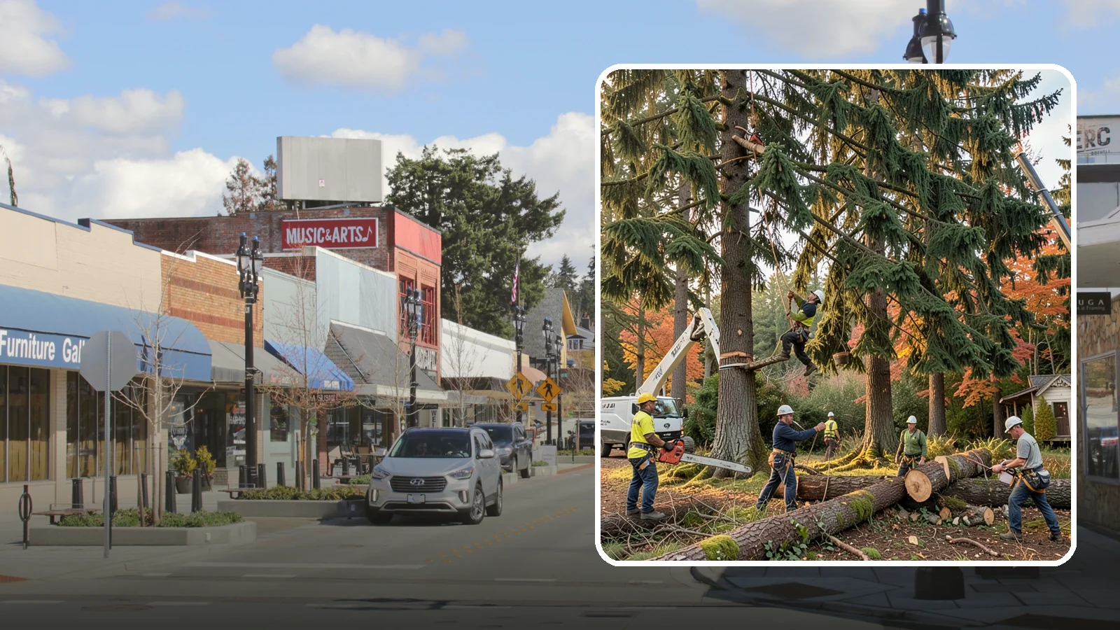 Multi-tree removal in Bothell, King County, WA - The coordinated removal of several trees in a single project.