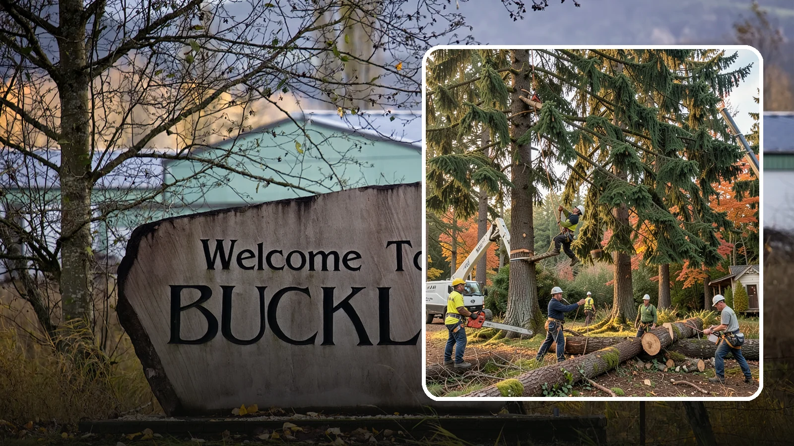 Multi-tree removal in Buckley, Pierce County, WA - The coordinated removal of several trees in a single project.