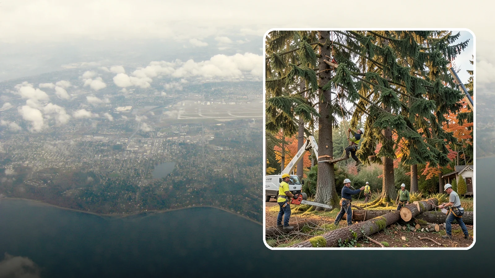 Multi-tree removal in Burien, King County, WA - The coordinated removal of several trees in a single project.