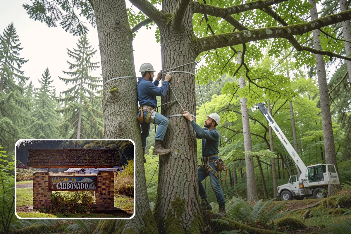 Multi-tree removal in Carbonado, Pierce County, WA - Removes safety hazards and reduces liability