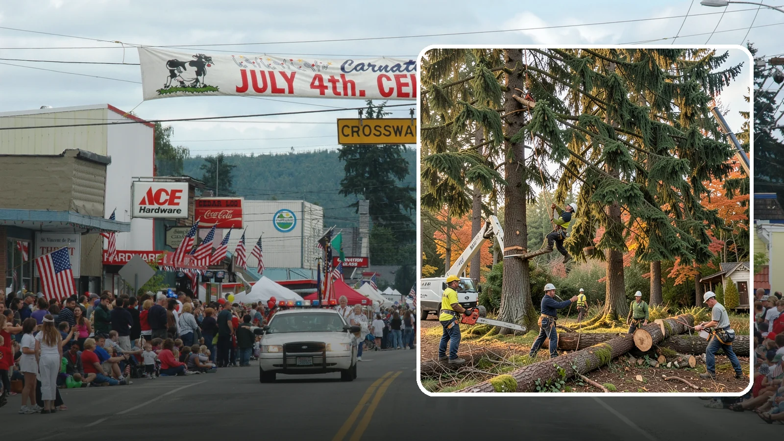 Multi-tree removal in Carnation, King County, WA - The coordinated removal of several trees in a single project.