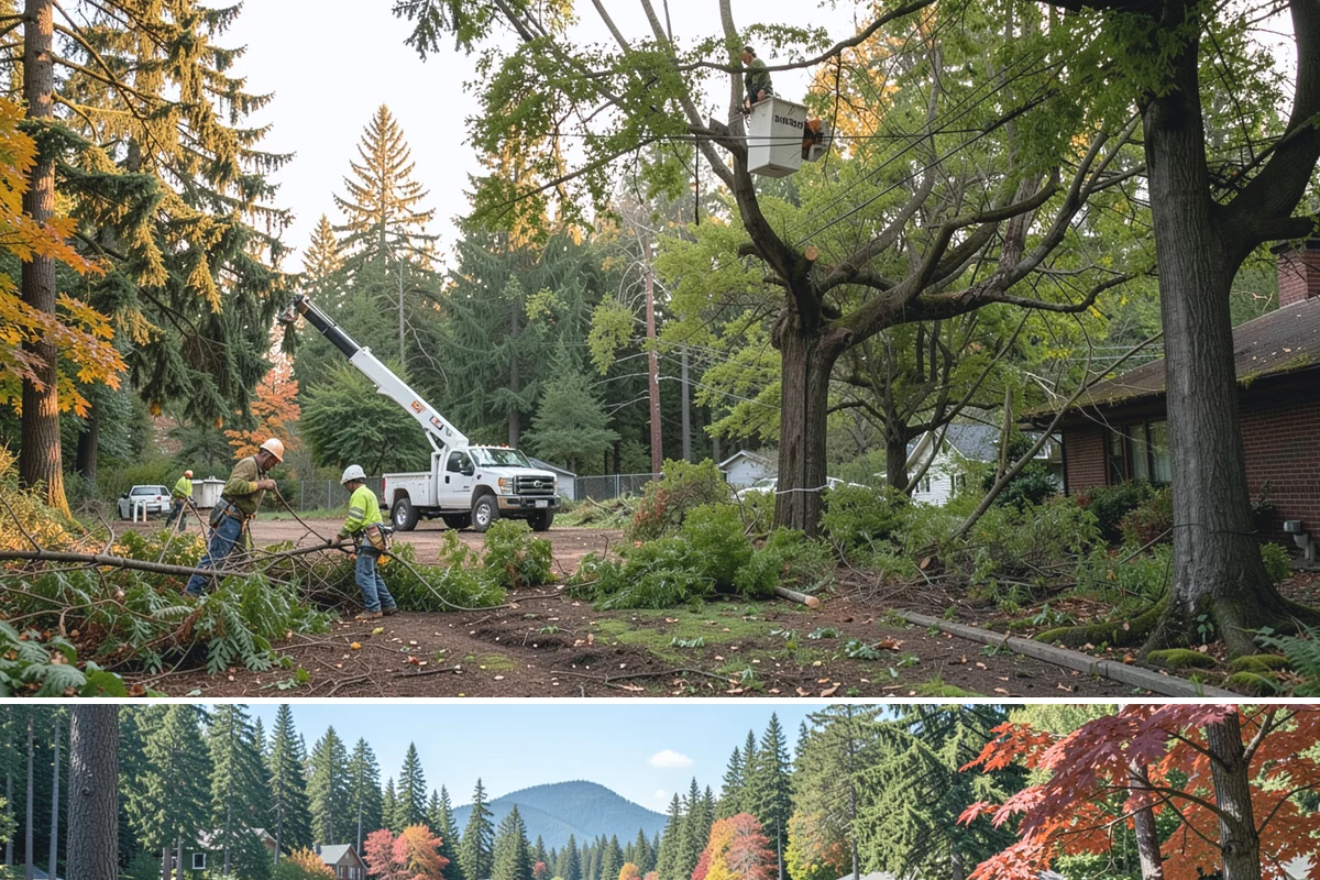 Multi-tree removal in Covington, King County, WA - This service is best performed year-round in the Puget Sound climate provided that ground conditions allow equipment mobility...