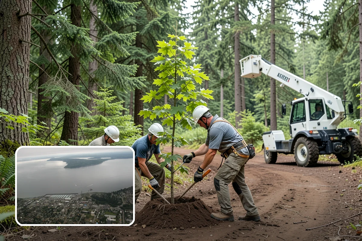 Multi-tree removal in Des Moines, King County, WA - Removes safety hazards and reduces liability
