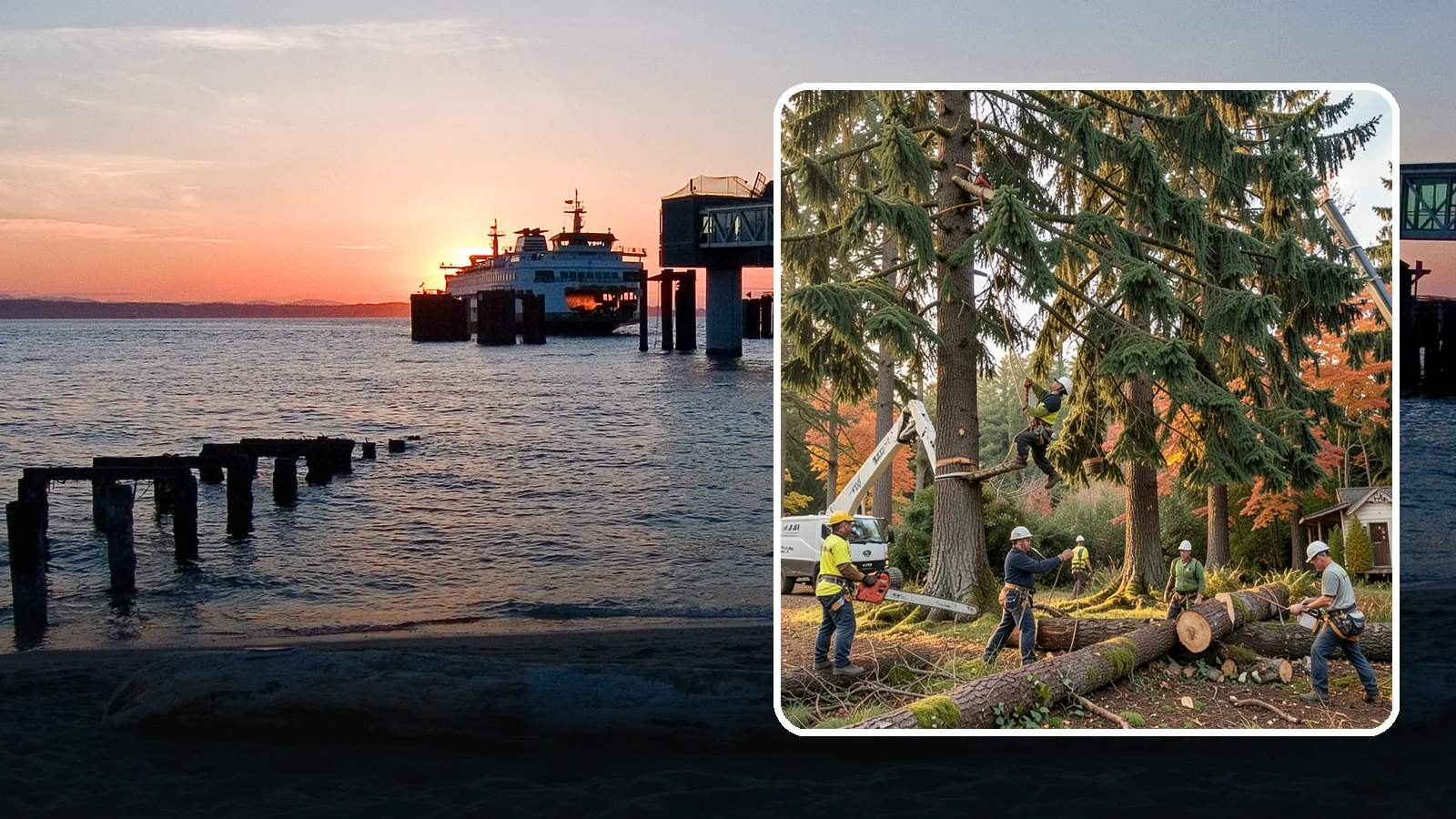 Multi-tree removal in Edmonds, Snohomish County, WA - The coordinated removal of several trees in a single project.