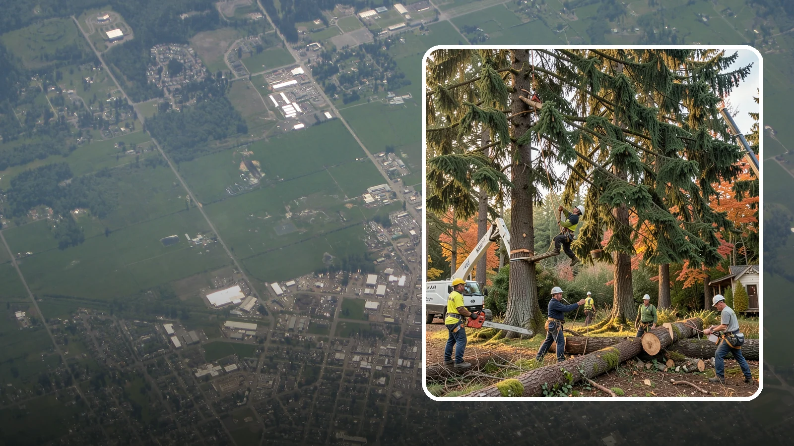 Multi-tree removal in Enumclaw, King County, WA - The coordinated removal of several trees in a single project.