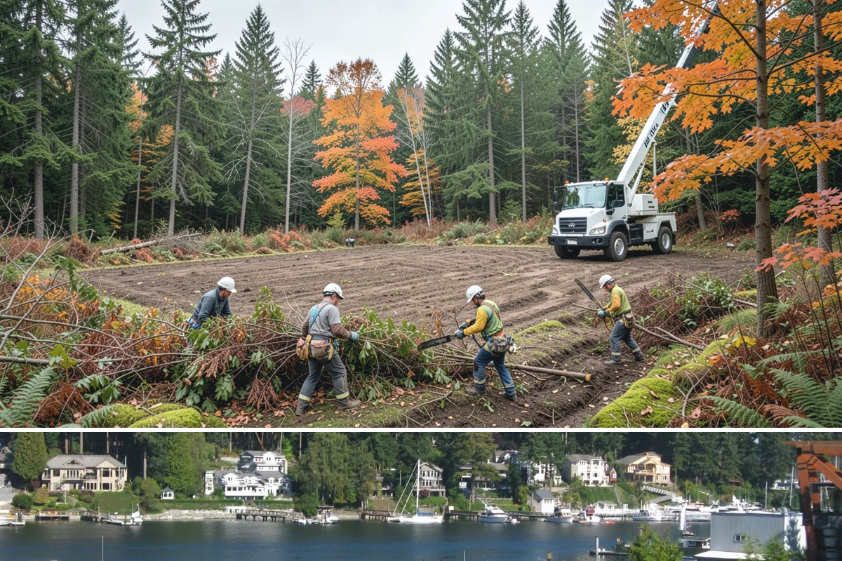 Multi-tree removal in Gig Harbor, Pierce County, WA - This service is best performed year-round in the Puget Sound climate provided that ground conditions allow equipment mobility...