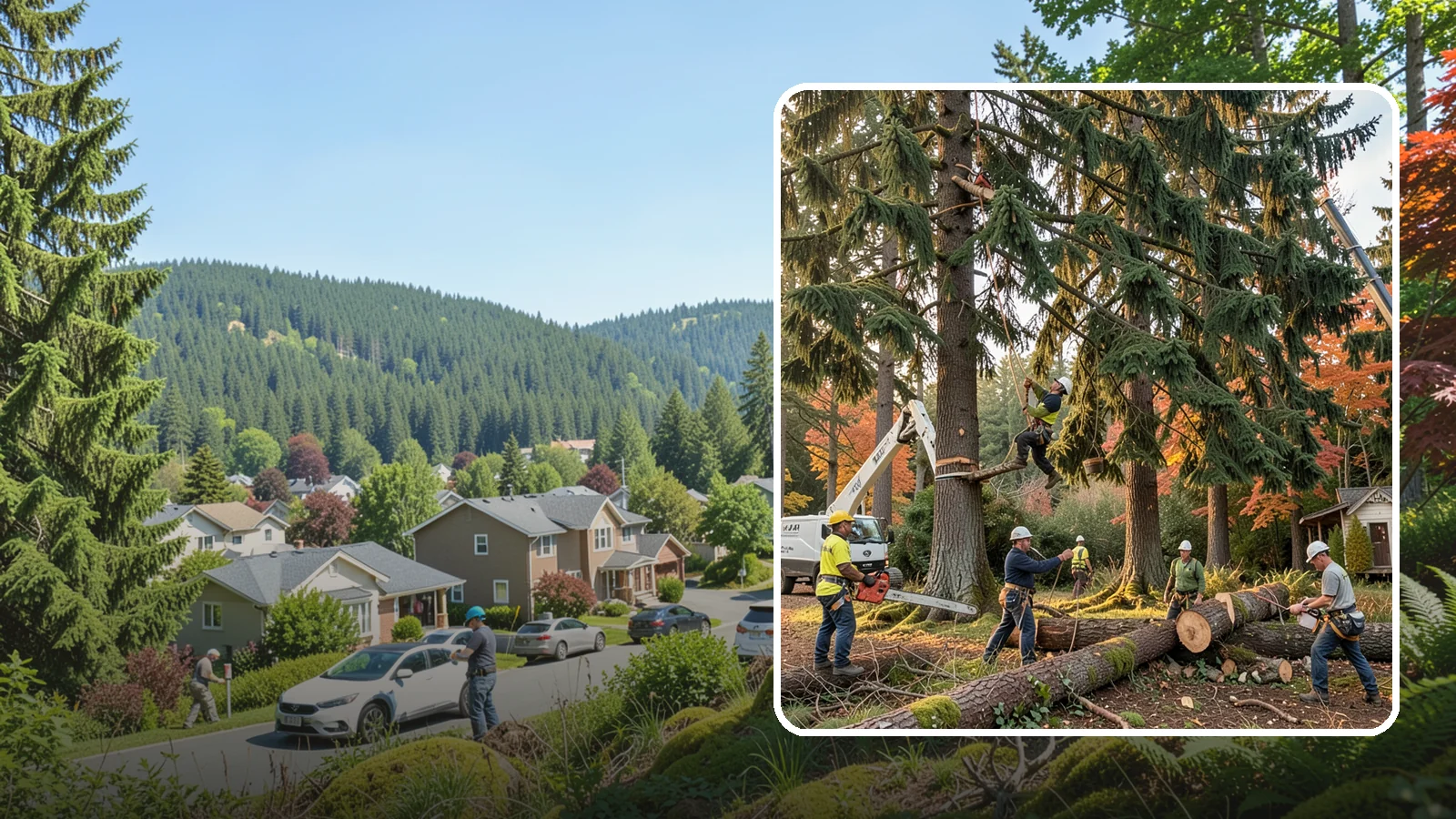 Multi-tree removal in Index, Snohomish County, WA - The coordinated removal of several trees in a single project.