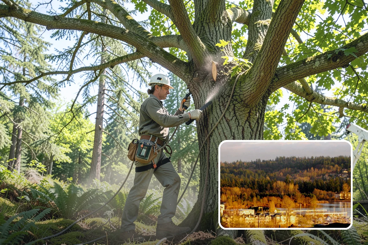 Multi-tree removal in Kenmore, King County, WA - Removes safety hazards and reduces liability