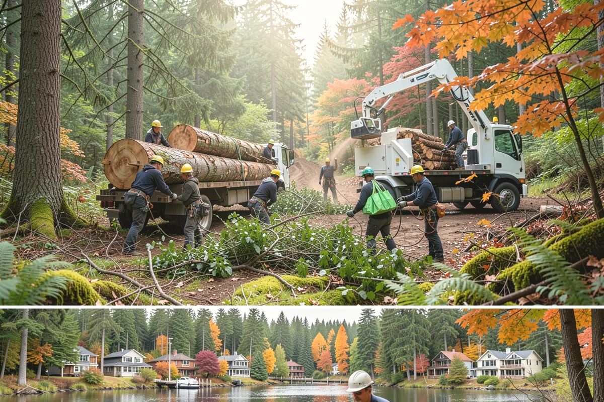 Multi-tree removal in La Conner, Skagit County, WA - This service is best performed year-round in the Puget Sound climate provided that ground conditions allow equipment mobility...