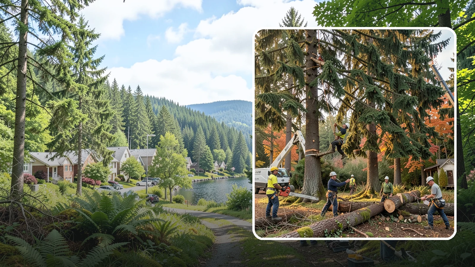 Multi-tree removal in Lake Forest Park, King County, WA - The coordinated removal of several trees in a single project.