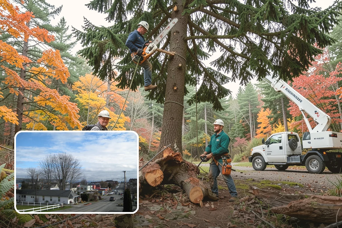 Multi-tree removal in Langley, Island County, WA - Removes safety hazards and reduces liability