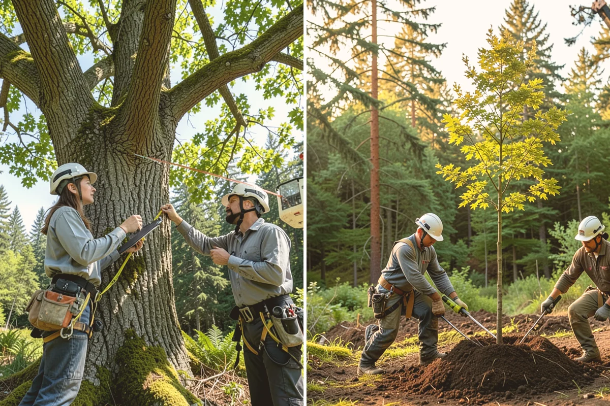 Multi-tree removal in Langley, Island County, WA - On-site assessment and hazard evaluation