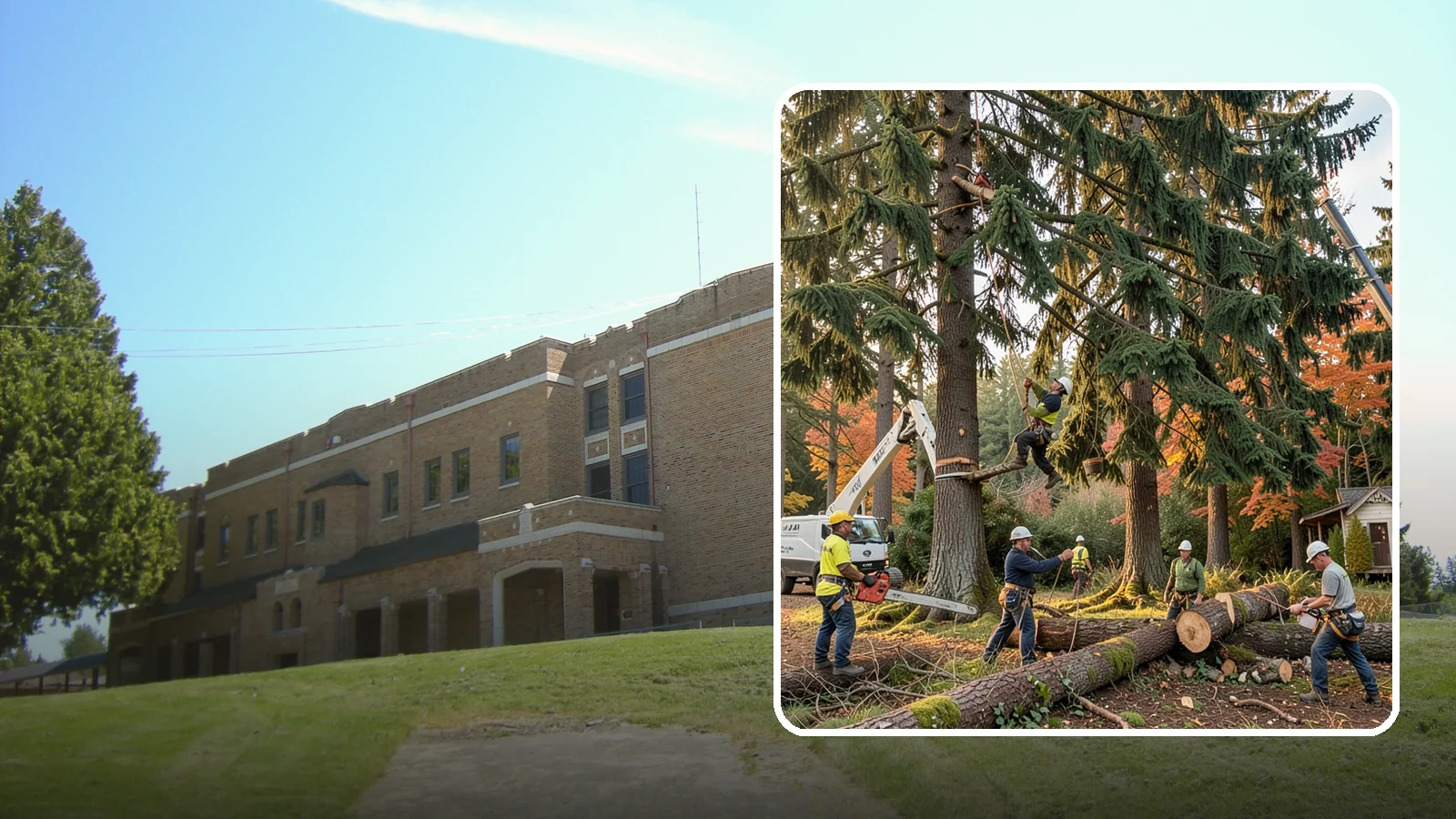 Multi-tree removal in Maple Valley, King County, WA - The coordinated removal of several trees in a single project.