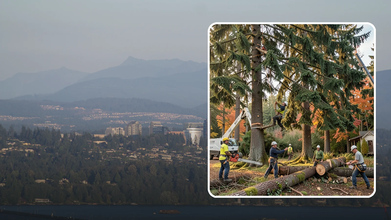 Multi-tree removal in Medina, King County, WA - The coordinated removal of several trees in a single project.