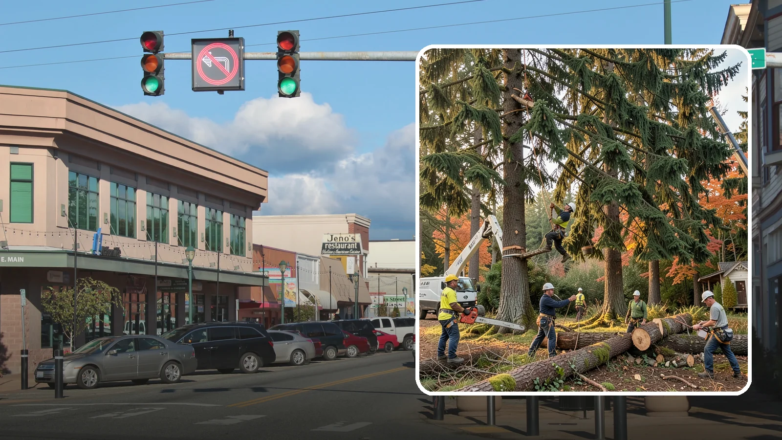Multi-tree removal in Monroe, Snohomish County, WA - The coordinated removal of several trees in a single project.