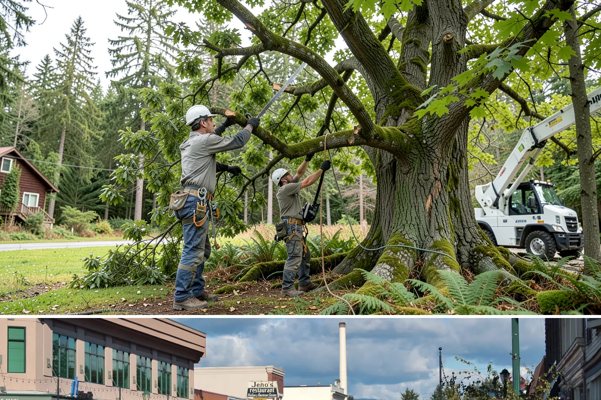 Multi-tree removal in Monroe, Snohomish County, WA - This service is best performed year-round in the Puget Sound climate provided that ground conditions allow equipment mobility...