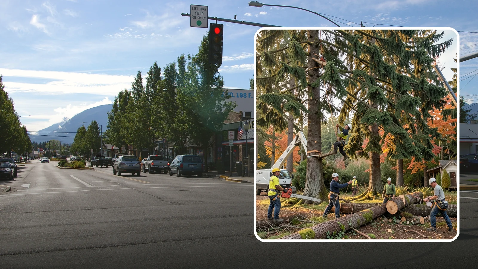 Multi-tree removal in North Bend, King County, WA - The coordinated removal of several trees in a single project.