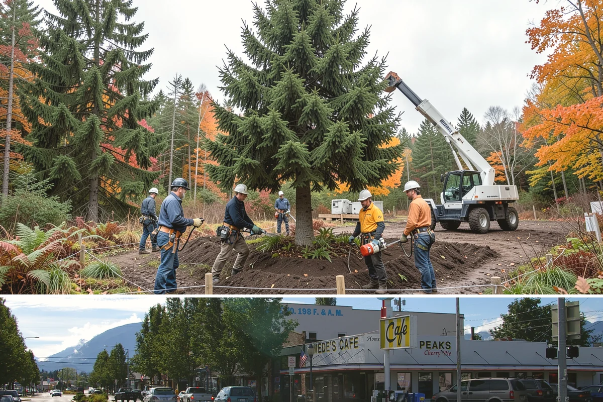 Multi-tree removal in North Bend, King County, WA - This service is best performed year-round in the Puget Sound climate provided that ground conditions allow equipment mobility...