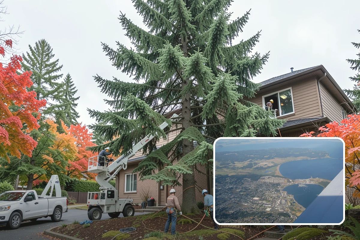 Multi-tree removal in Oak Harbor, Island County, WA - Removes safety hazards and reduces liability