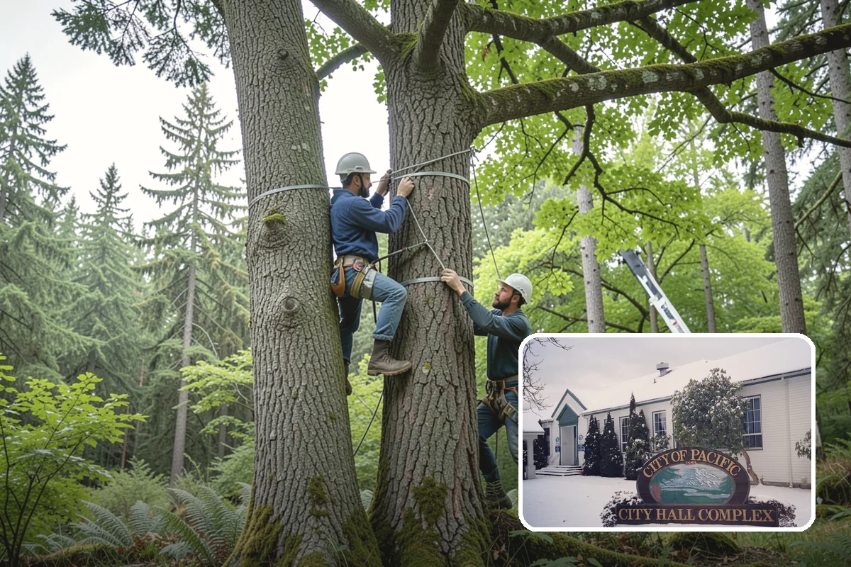 Multi-tree removal in Pacific, King County, WA - Removes safety hazards and reduces liability