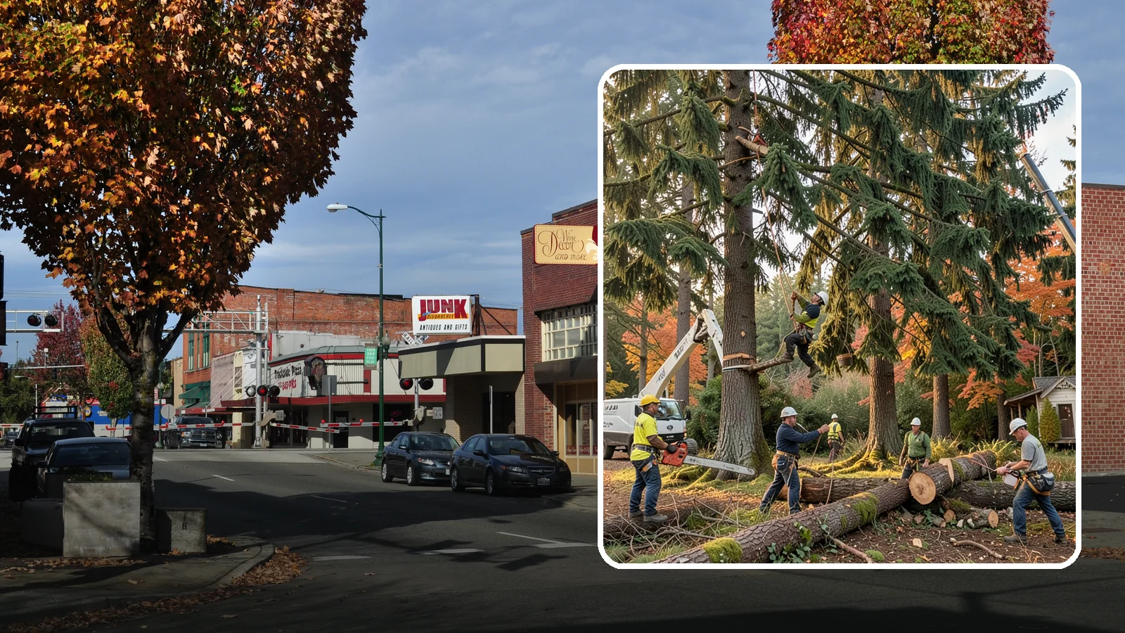 Multi-tree removal in Puyallup, Pierce County, WA - The coordinated removal of several trees in a single project.