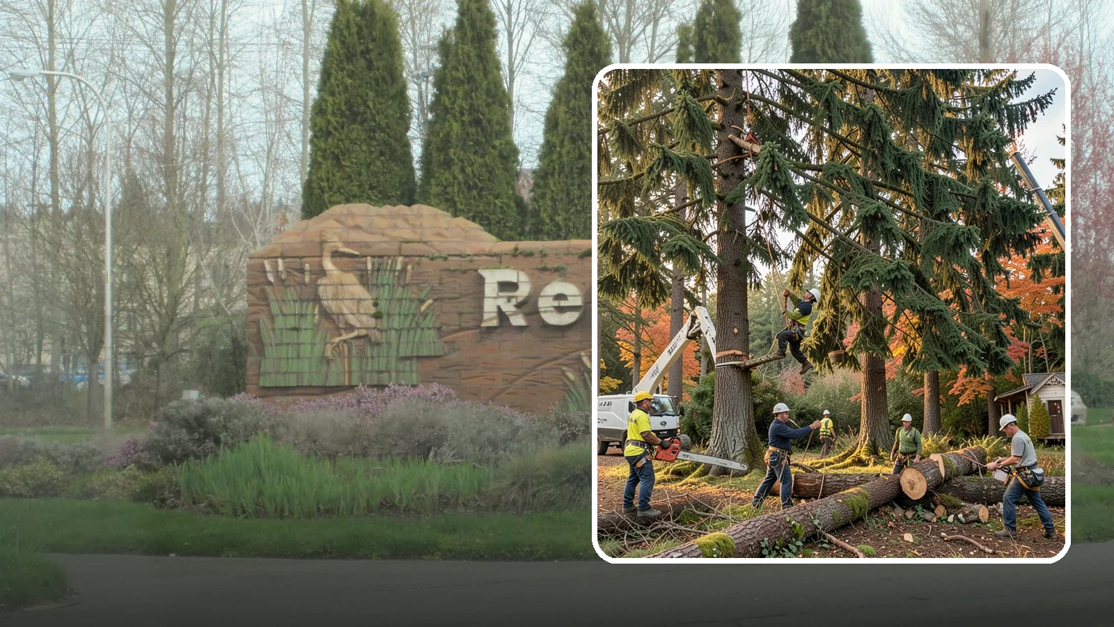 Multi-tree removal in Renton, King County, WA - The coordinated removal of several trees in a single project.