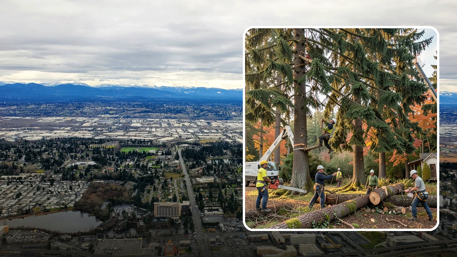 Multi-tree removal in SeaTac, King County, WA - The coordinated removal of several trees in a single project.