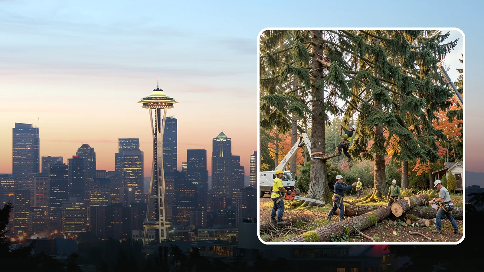 Multi-tree removal in Seattle, King County, WA - The coordinated removal of several trees in a single project.