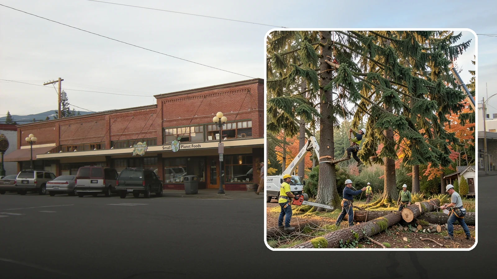 Multi-tree removal in Sedro-Woolley, Skagit County, WA - The coordinated removal of several trees in a single project.