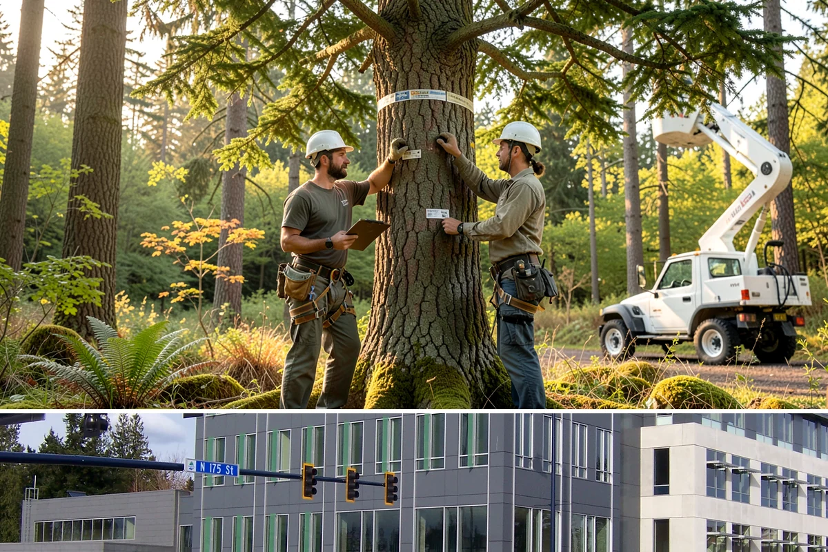 Multi-tree removal in Shoreline, King County, WA - This service is best performed year-round in the Puget Sound climate provided that ground conditions allow equipment mobility...