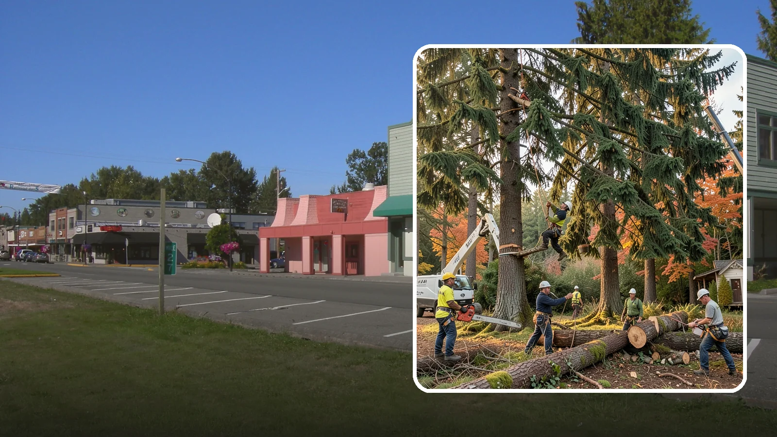 Multi-tree removal in Snoqualmie, King County, WA - The coordinated removal of several trees in a single project.