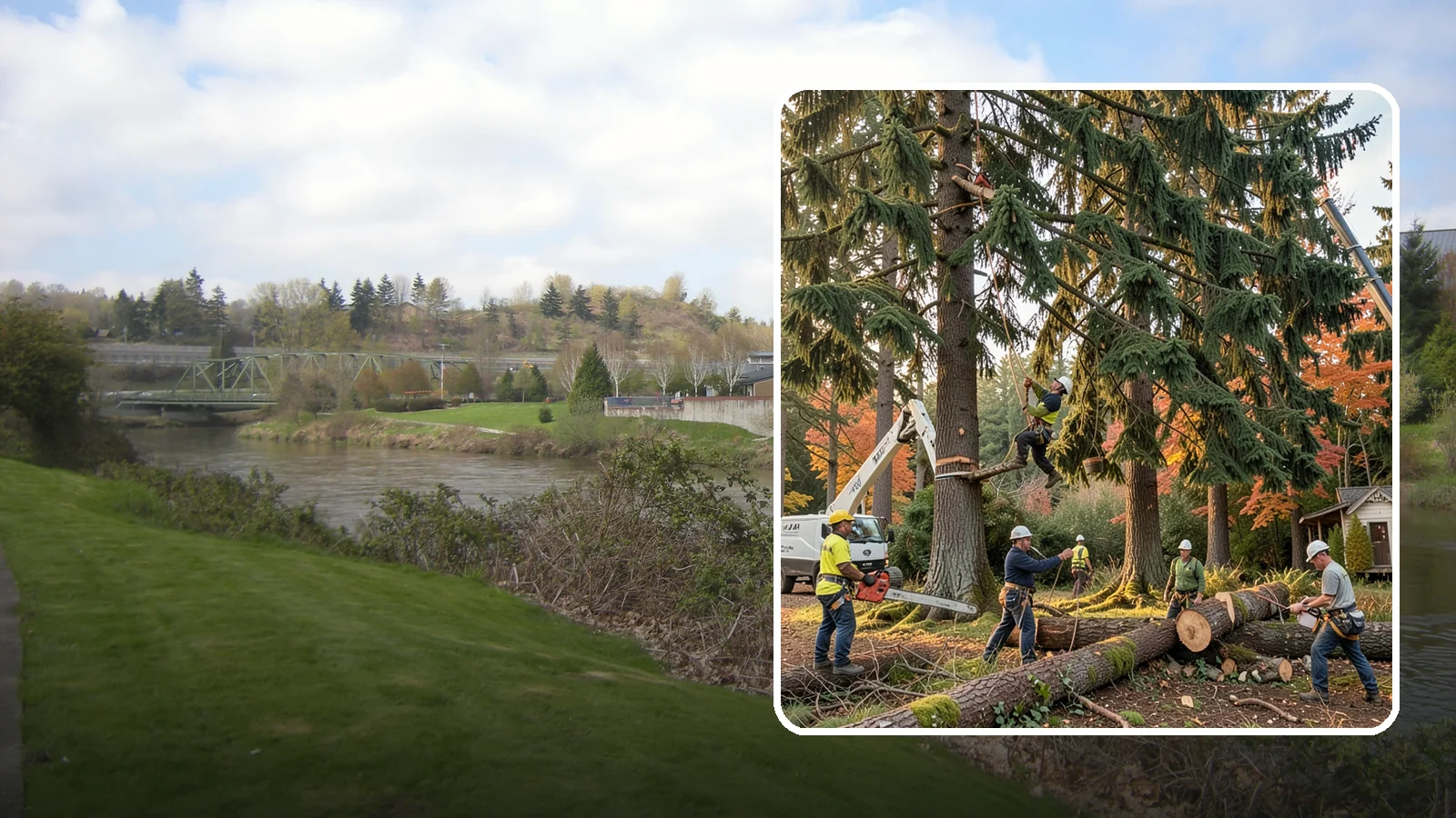 Multi-tree removal in Tukwila, King County, WA - The coordinated removal of several trees in a single project.