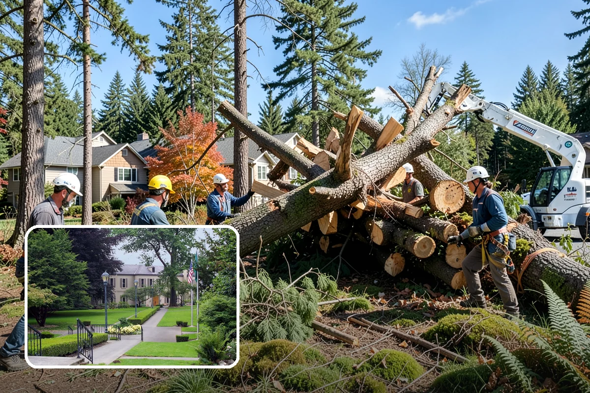 Multi-tree removal in Woodinville, King County, WA - Removes safety hazards and reduces liability
