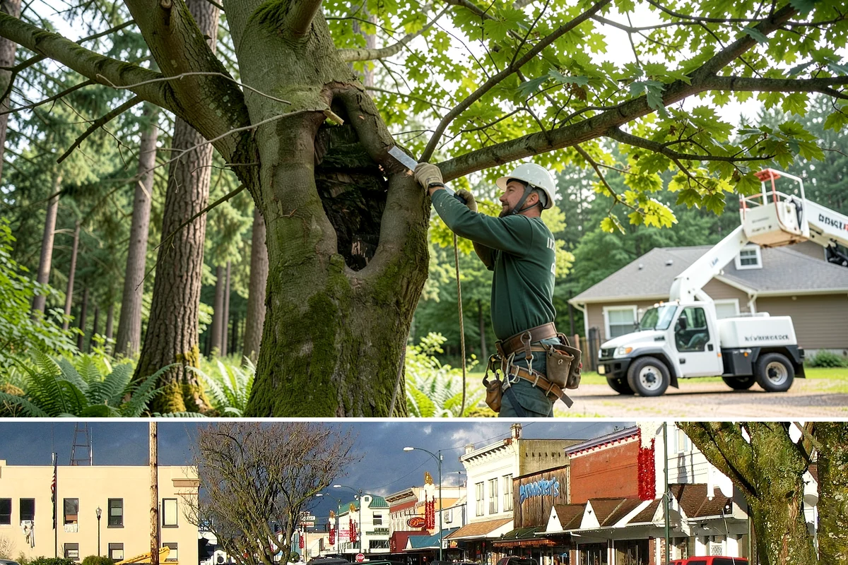 Municipal tree maintenance in Arlington, Snohomish County, WA - Work follows a recurring schedule aligned with recognized arboricultural standards to manage trees throughout all seasons in...