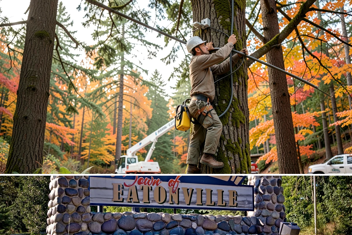 Municipal tree maintenance in Eatonville, Pierce County, WA - Work follows a recurring schedule aligned with recognized arboricultural standards to manage trees throughout all seasons in...