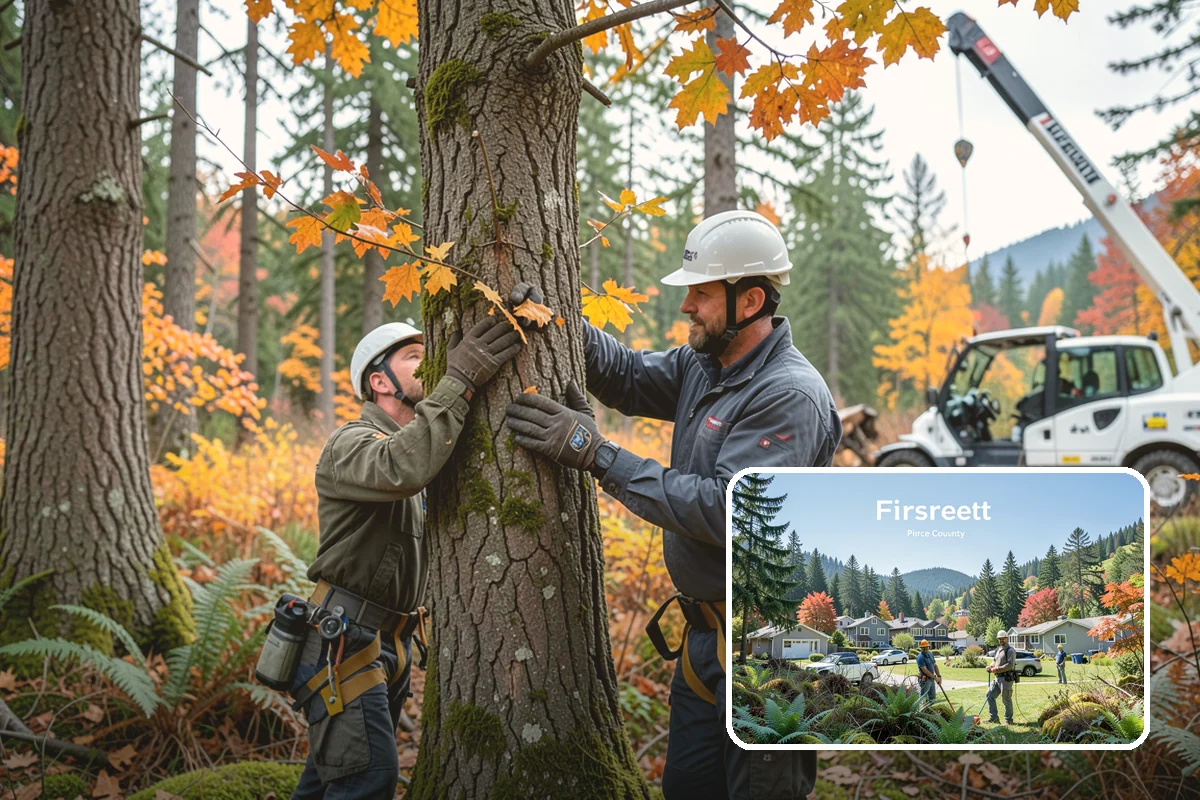 Municipal tree maintenance in Fircrest, Pierce County, WA - Keeps trees across a property safe and presentable