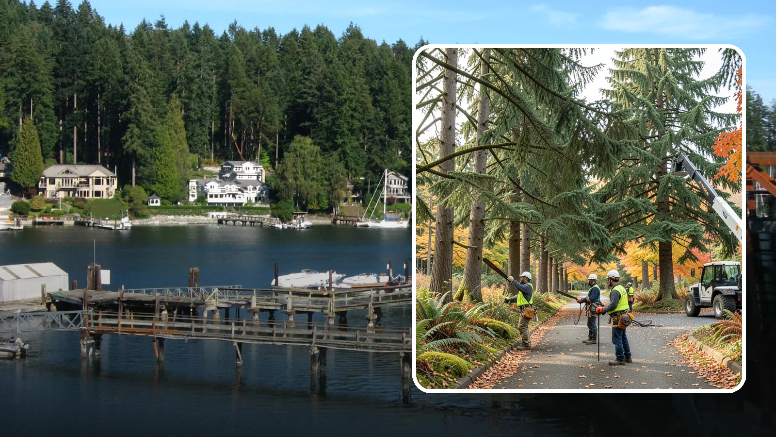 Municipal tree maintenance in Gig Harbor, Pierce County, WA - Tree maintenance for public and municipal spaces.