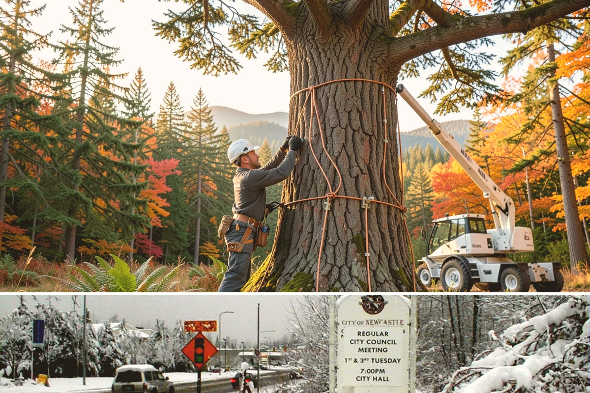 Municipal tree maintenance in Newcastle, King County, WA - Work follows a recurring schedule aligned with recognized arboricultural standards to manage trees throughout all seasons in...