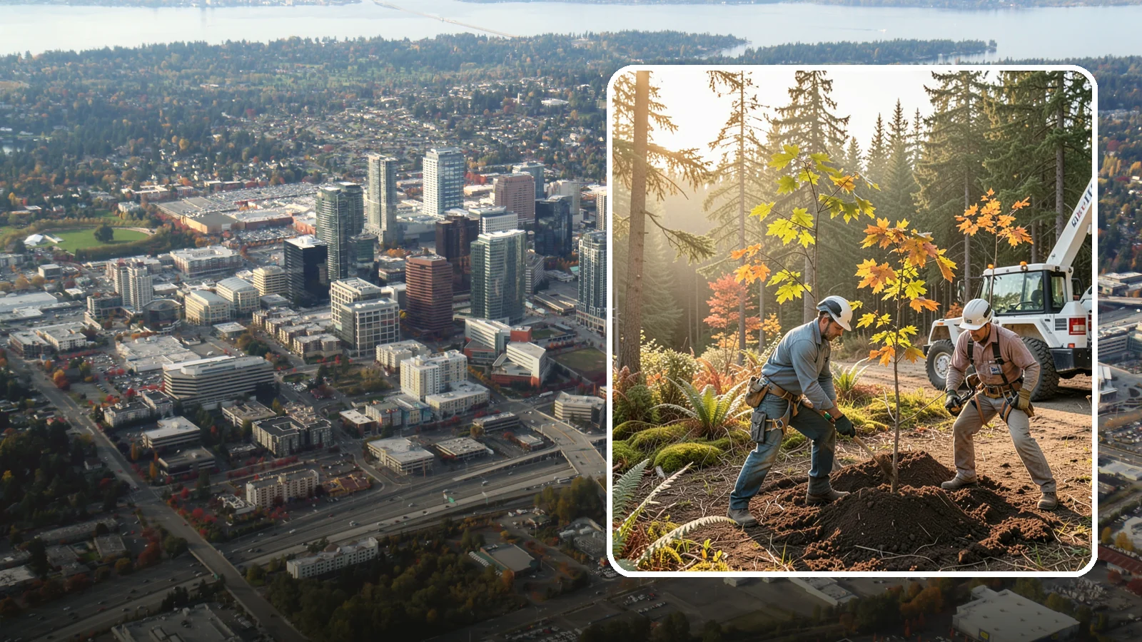 Native tree planting in Bellevue, King County, WA - The planting of species native to the region.