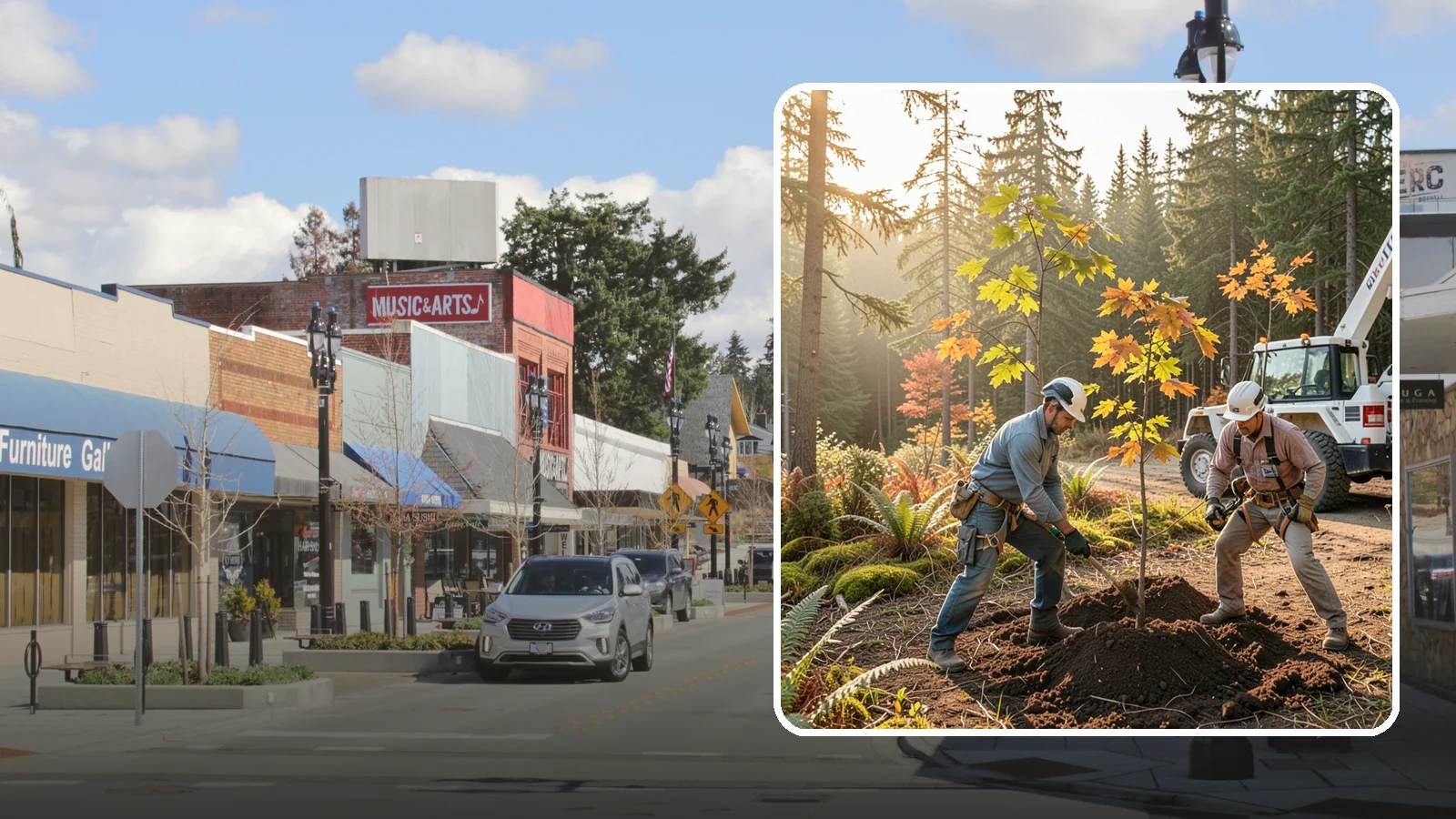 Native tree planting in Bothell, King County, WA - The planting of species native to the region.