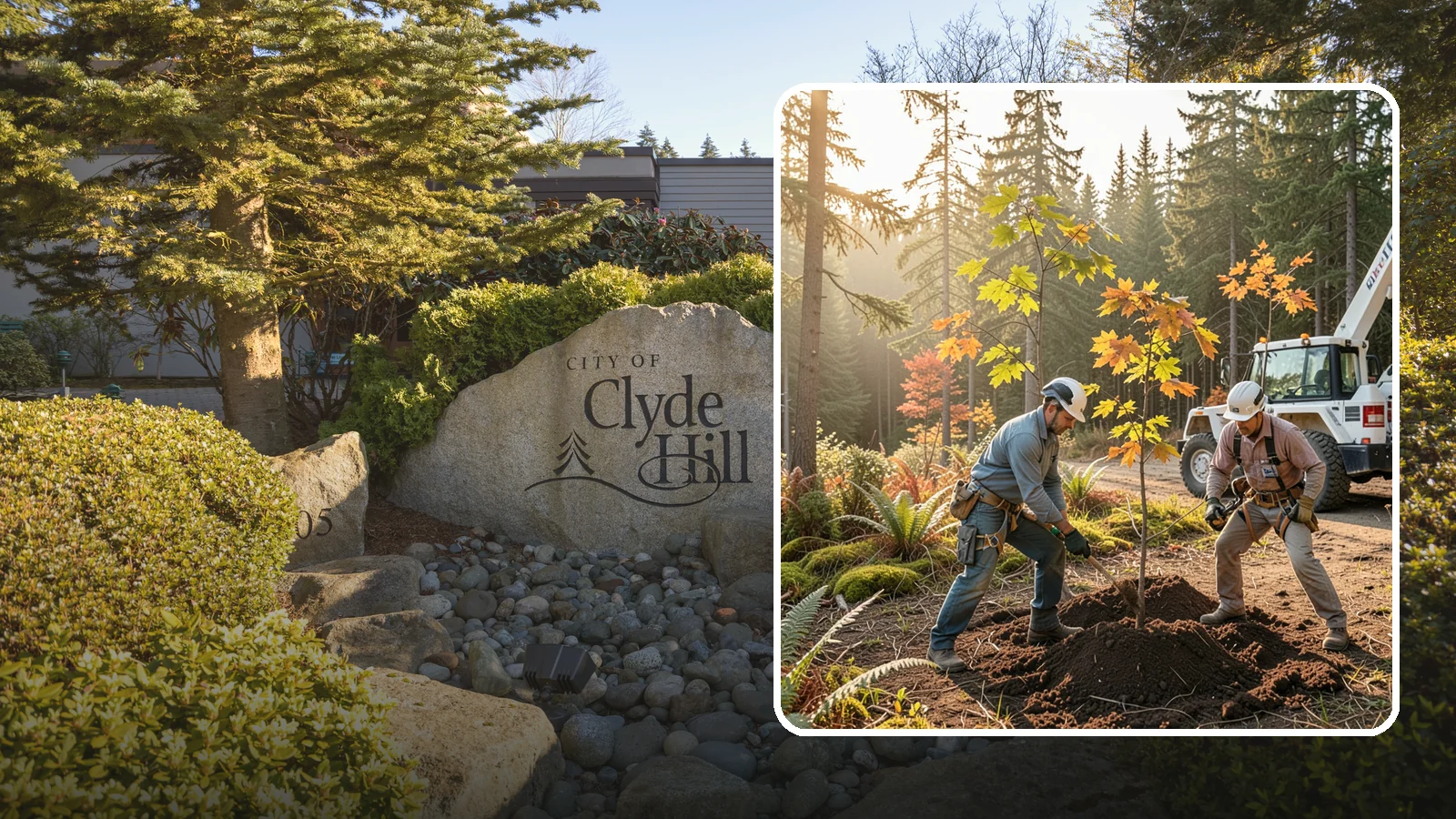 Native tree planting in Clyde Hill, King County, WA - The planting of species native to the region.