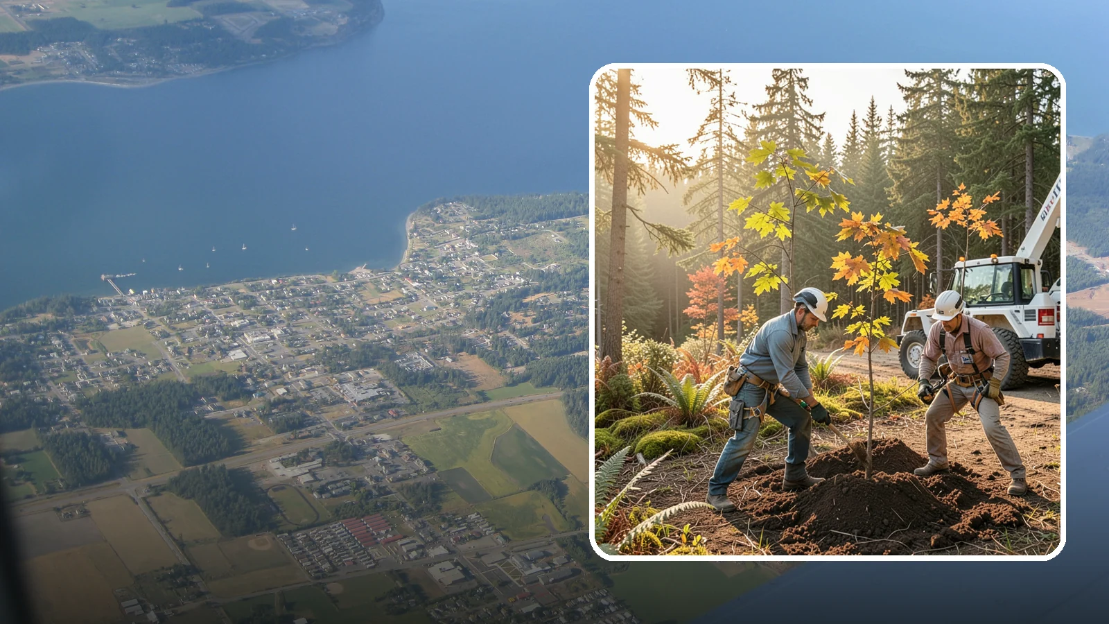 Native tree planting in Coupeville, Island County, WA - The planting of species native to the region.