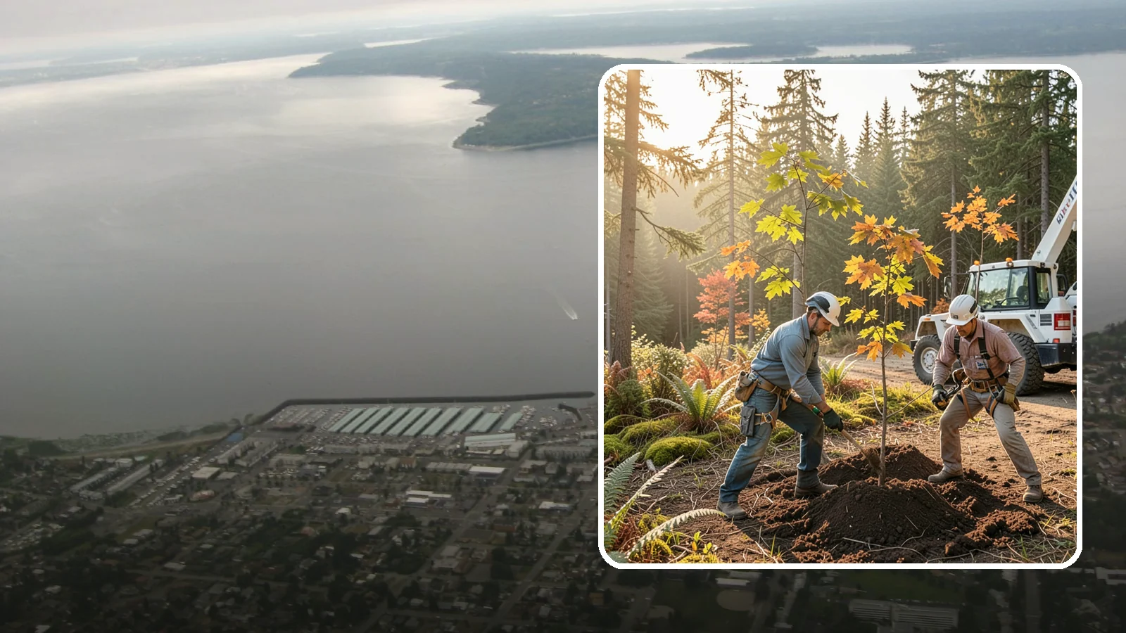 Native tree planting in Des Moines, King County, WA - The planting of species native to the region.