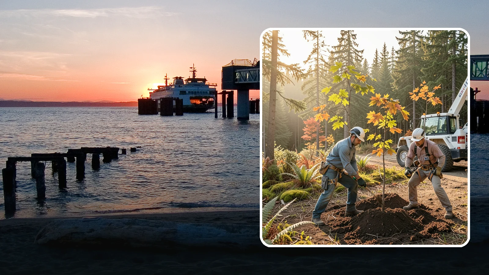 Native tree planting in Edmonds, Snohomish County, WA - The planting of species native to the region.