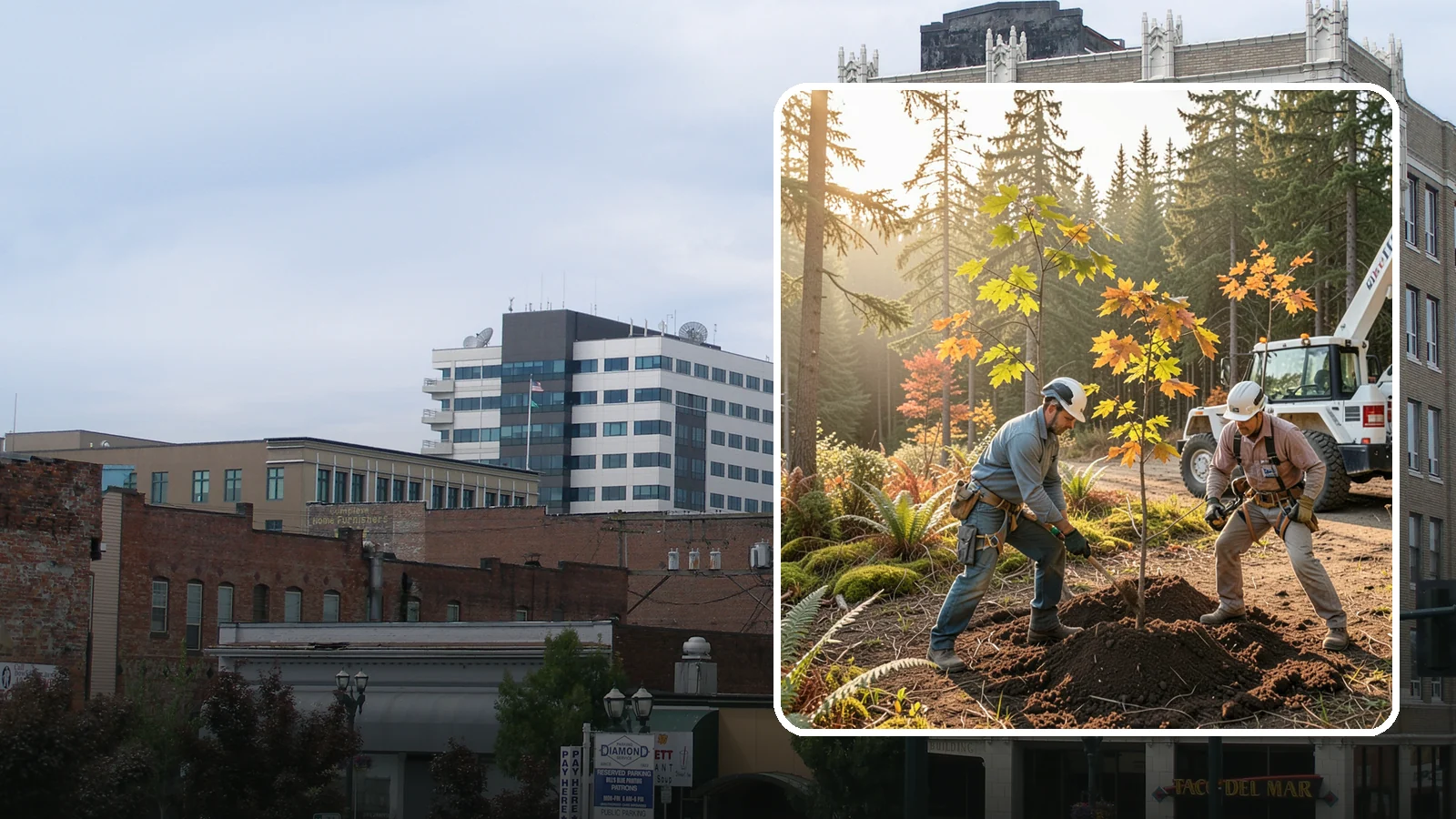 Native tree planting in Everett, Snohomish County, WA - The planting of species native to the region.